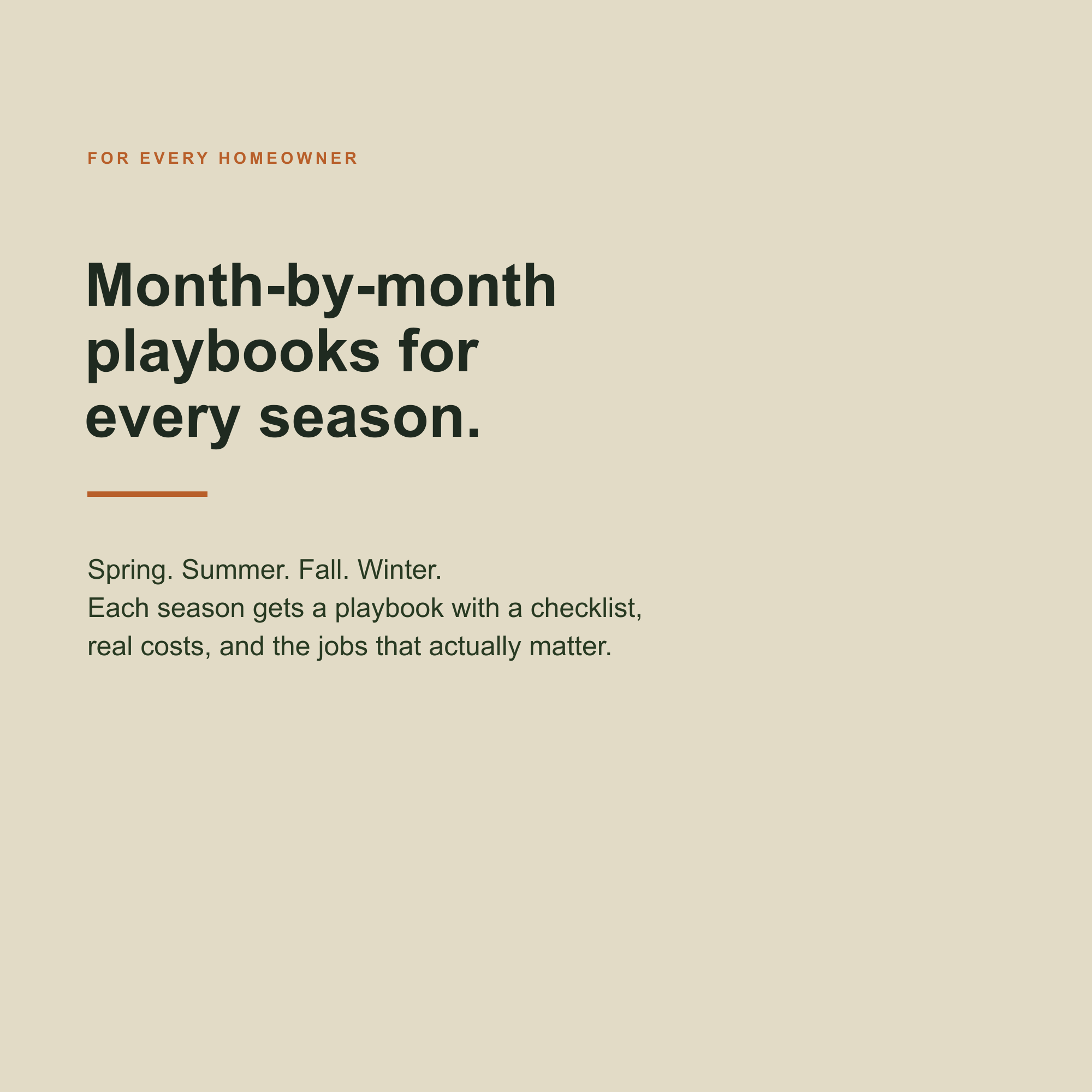 Month-by-month playbooks